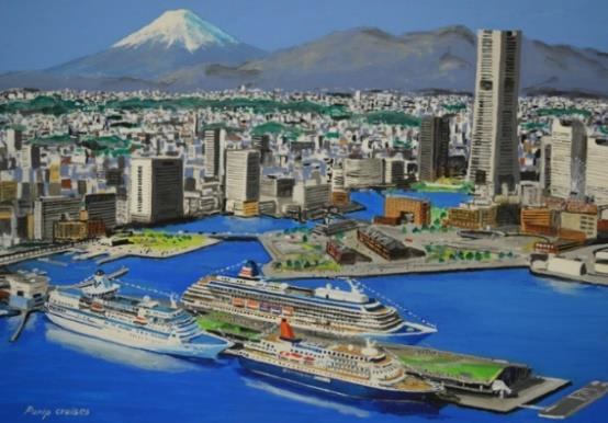 横浜港、絵画展「横浜港の船と大さん橋の歴史」2月に開催